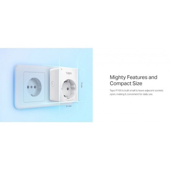 TP-LINK smart αντάπτορας ρεύματος TAPO-P100, Wi-Fi, ΒΤ, 4τμχ, Ver. 1.0