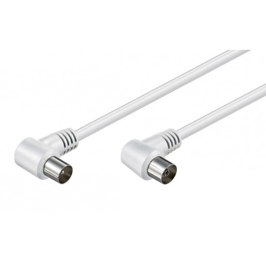 POWERTECH καλώδιο κεραίας RF αρσενικό - RF θηλυκό CAB-V024, γωνιακό, λευκό, 3m