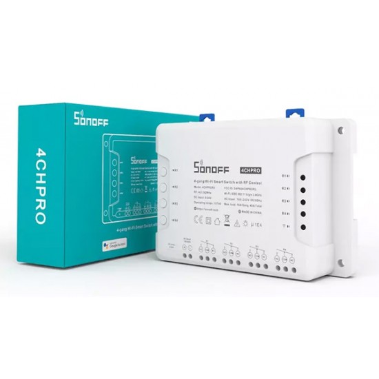 SONOFF Smart Διακόπτης 4CH PRO R3, 4 θέσεων, 40A, RF control, λευκός