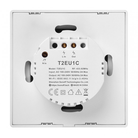 SONOFF smart διακόπτης ΤΧ-T2EU1C, αφής, Wi-Fi, μονός, λευκός