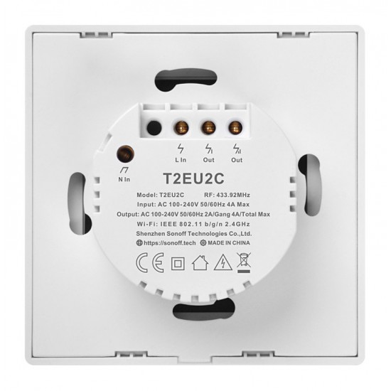 SONOFF smart διακόπτης ΤΧ-T2EU2C, αφής, Wi-Fi, διπλός, λευκός