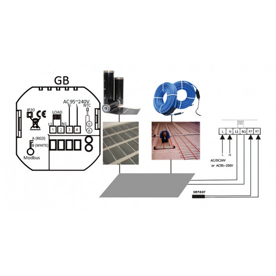 Smart θερμοστάτης πετρελαίου BHT-001-GBLW, WiFi, χωνευτός, μαύρος