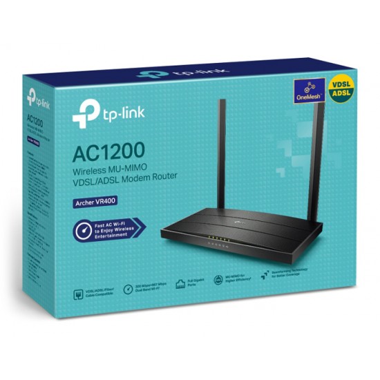 TP-LINK Modem/Router Archer VR400, VDSL/ADSL, 1200Mbps AC1200, Ver. 3.0