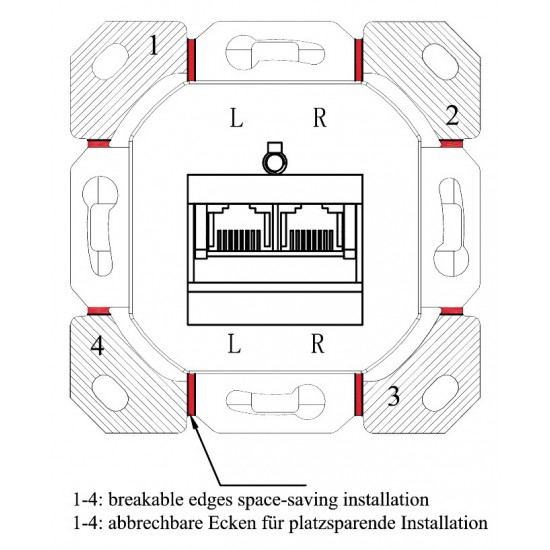 GOOBAY επιτοίχια πρίζα CAT 6a 68572, 2x RJ45, 80x80mm, λευκή