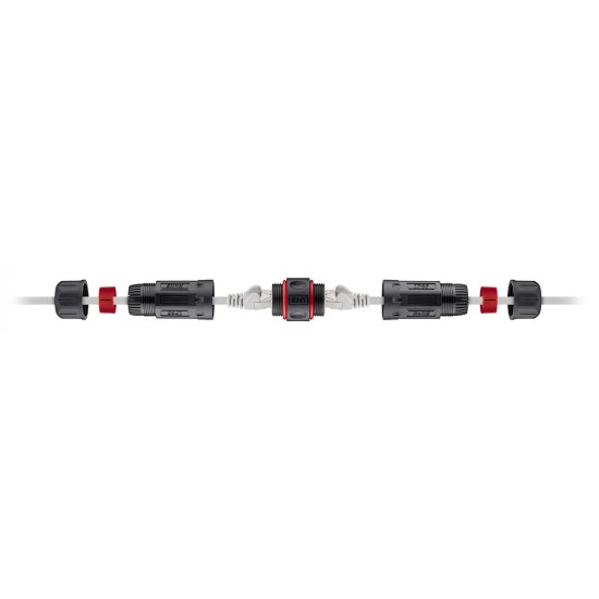GOOBAY αδιάβροχος σύνδεσμος RJ45 Cat 6 79566, IP68, μαύρο
