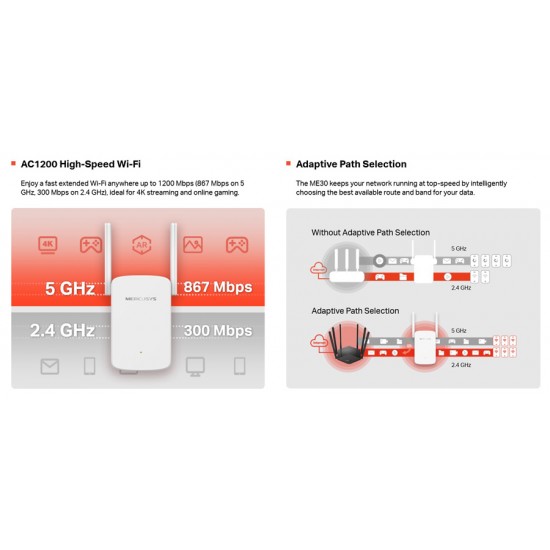 MERCUSYS Wi-Fi Range Extender ME30, 1200Mbps, Ver. 1.0