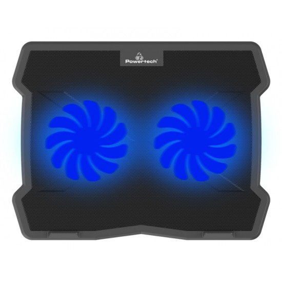 POWERTECH Βάση & ψύξη laptop PT-930, έως 15.6", 2x 125mm fan, LED, μαύρο