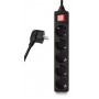POWERTECH πολύπριζο PT-875, 5x schuko, 16A, 1.5m, μαύρο