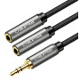 CABLETIME καλώδιο ήχου 3.5mm σε 2x 3.5mm CT-P12G, 3-pole, 20cm, μαύρο