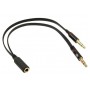 POWERTECH καλώδιο 2x 3.5mm σε 3.5mm θηλυκό CAB-J047, 0.2m, μαύρο