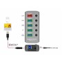 DELOCK USB hub 63262 με διακόπτες, 5x θυρών, 5Gbps, 2.4A, γκρι