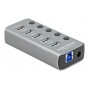 DELOCK USB hub 63262 με διακόπτες, 5x θυρών, 5Gbps, 2.4A, γκρι