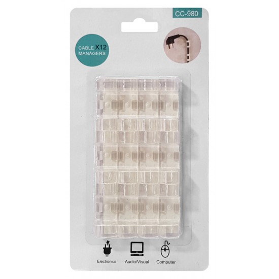 POWERTECH οργανωτής καλωδίων TIES-031, 3.3x1.3x1.2cm, διαφανές, 12τμχ