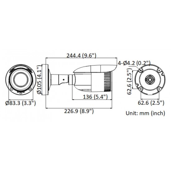 HIKVISION HIWATCH IP κάμερα HWI-B640H-Z, POE, 2.8-12mm, 4MP, IP67