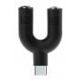 POWERTECH αντάπτορας USB-C σε 2x 3.5mm CAB-J052, μαύρος