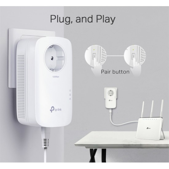 TP-LINK Passthrough Powerline Starter Kit TL-PA8010P, AV1300, Ver: 3.0