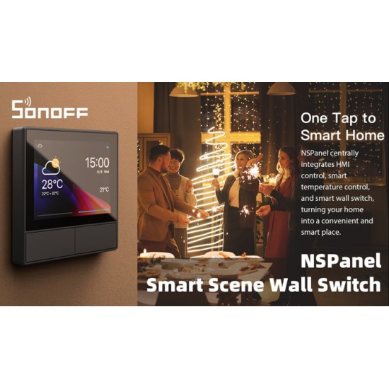 SONOFF smart panel ελέγχου NSPanel με οθόνη αφής, 2-gang, Wi-Fi, γκρι