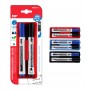 MP μαρκαδόροι & σφουγγάρι ασπροπίνακα PE487-9, 2/3mm μαύρος & μπλε, 2τμχ