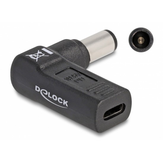 DELOCK αντάπτορας τροφοδοσίας laptop 60008, USB-C σε Dell 7.4x5mm, μαύρος