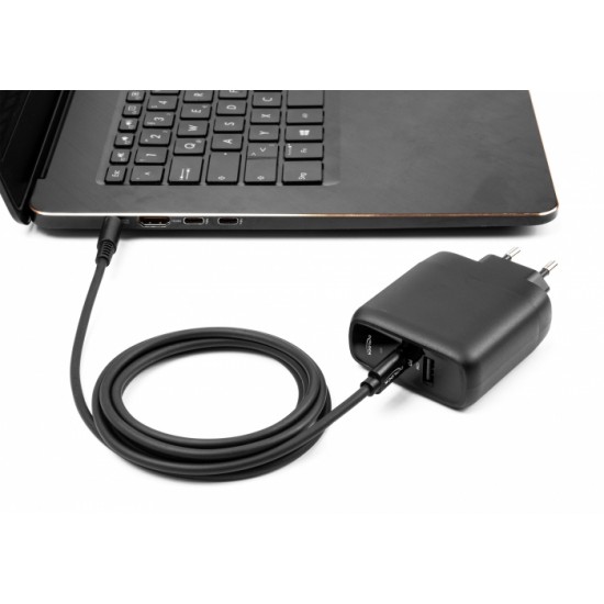 DELOCK καλώδιο τροφοδοσίας 87977, USB-C σε 5.5x2.1mm, 1.5m, μαύρο