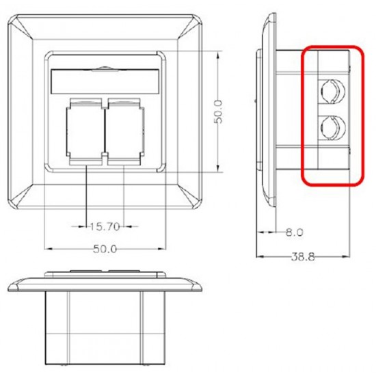 GOOBAY επιτοίχια πρίζα CAT 6 68244, 2x RJ45, 80x80mm, λευκή