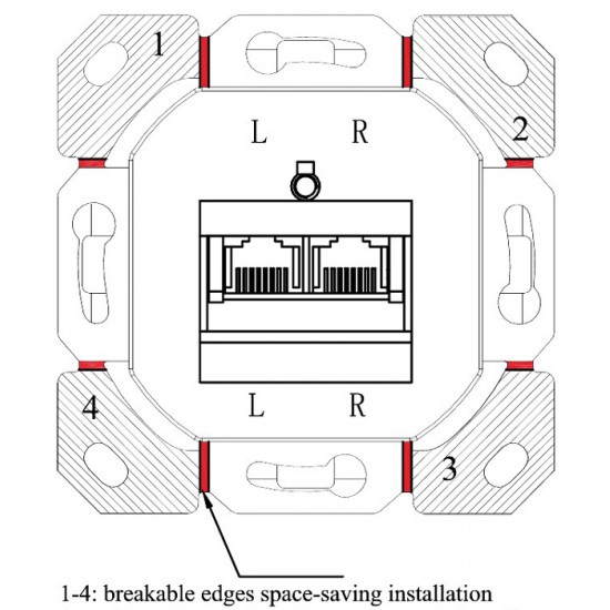GOOBAY επιτοίχια πρίζα CAT 6 68244, 2x RJ45, 80x80mm, λευκή