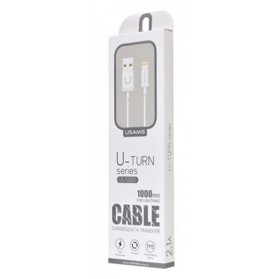 USAMS καλώδιο Lightning σε USB US-SJ097, 2.1A, 1m, λευκό