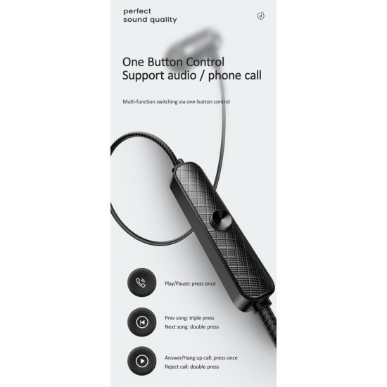 USAMS earphones με μικρόφωνο EP-42, 3.5mm σύνδεση, Φ10mm, 1.2m, μαύρα