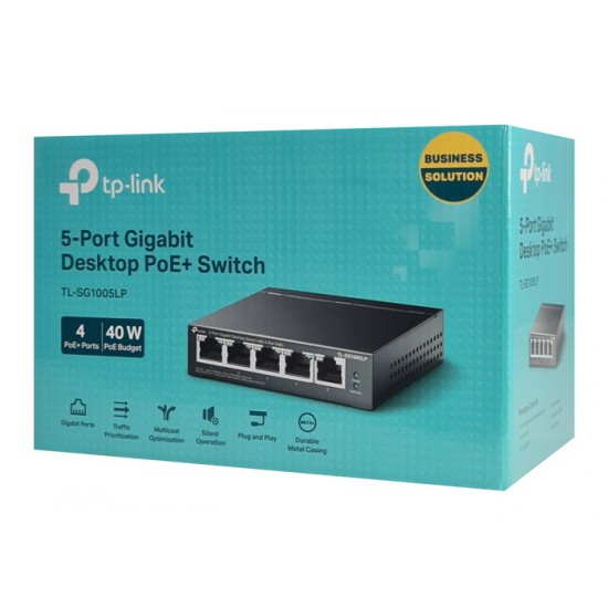 TP-LINK desktop switch TL-SG1005LP, 5-Port Gigabit, 4x PoE+, V4.0