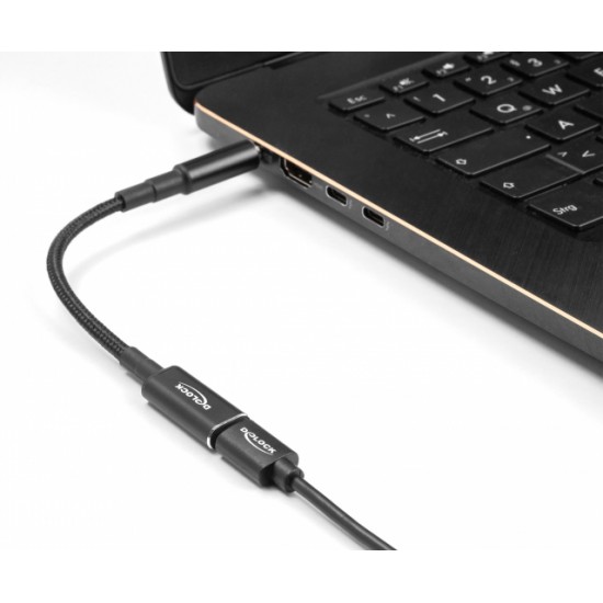 DELOCK αντάπτορας τροφοδοσίας laptop 60036, USB-C σε Dell 4.5x3.0mm, 15cm, μαύρος