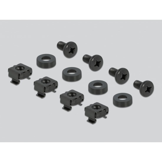 DELOCK cable management 66667, rack 19"/1U, 4x γάντζοι, γωνιακό, μαύρο