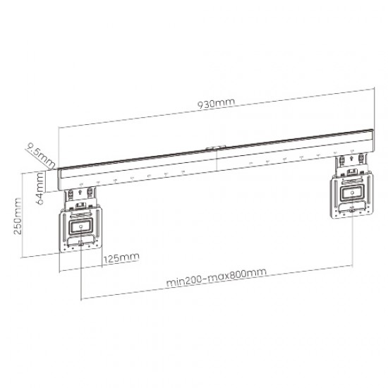 BRATECK επιτοίχια βάση τηλεόρασης LED-1948, 43-100", έως 75kg, ultra slim, fixed