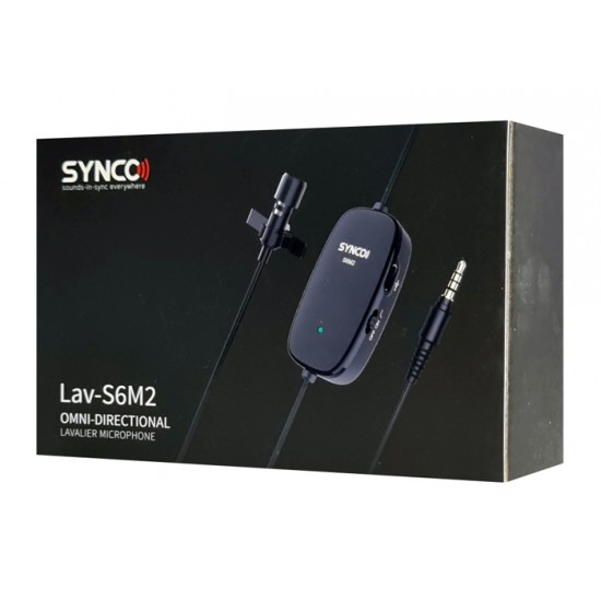SYNCO μικρόφωνο Lav-S6M2, clip-on, omnidirectional, 3.5mm, 400mAh, μαύρο