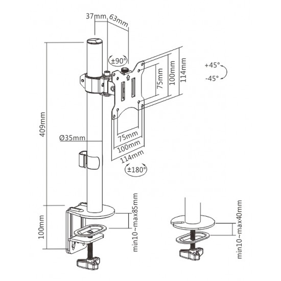 BRATECK βάση γραφείου οθόνης LDT57-C01, 17-32", έως 9kg