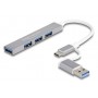 DELOCK USB hub 64214, 4x θυρών, 5Gbps, USB & USB-C σύνδεση, γκρι