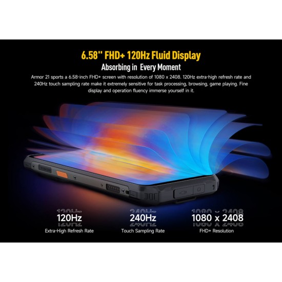ULEFONE smartphone Armor 21 με ηχείο 3.5W, 6.58", 8/256GB, 9600mAh, IP68/IP69K, μαύρο
