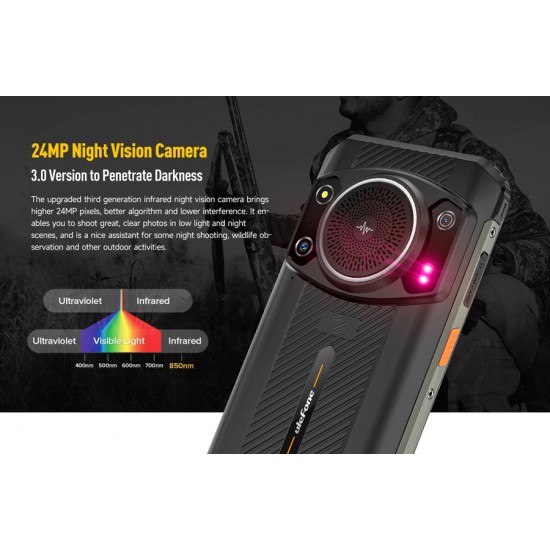 ULEFONE smartphone Armor 21 με ηχείο 3.5W, 6.58", 8/256GB, 9600mAh, IP68/IP69K, μαύρο