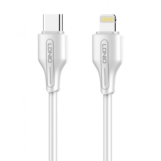 LDNIO καλώδιο Lightning σε USB-C LC121I, 30W PD, 1m, λευκό