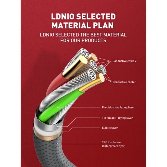 LDNIO καλώδιο Lightning σε USB LS442, 2.4A, 2m, γκρι
