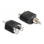 DELOCK αντάπτορας από 2x RCA θηλυκό σε 1x RCA αρσενικό 84499, μαύρος