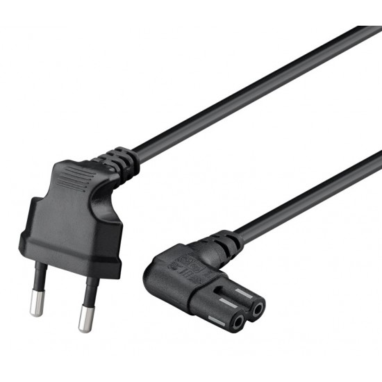 GOOBAY καλώδιο τροφοδοσίας Euro 97350, γωνιακό, 2x0.75 mm², 2m, μαύρο