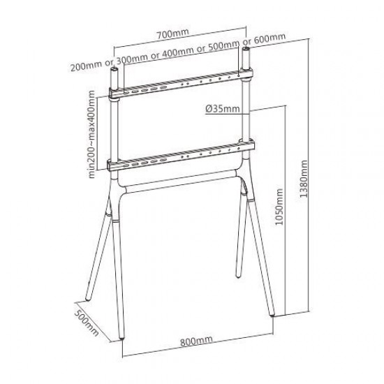 BRATECK βάση τηλεόρασης δαπέδου FS12-46F-01, 49-70", έως 40kg