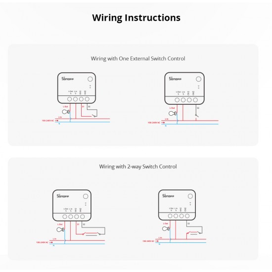 SONOFF smart διακόπτης ZBMINI-L2, 1-gang, ZigBee 3.0, λευκός
