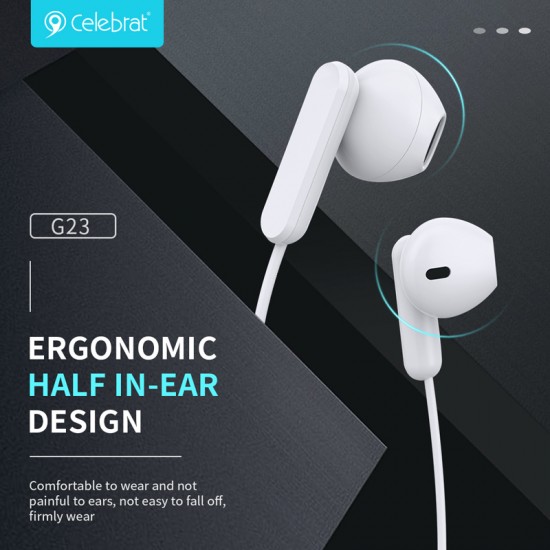CELEBRAT earphones με μικρόφωνο G23, 3.5mm σύνδεση, Φ14mm, 1.2m, μαύρα