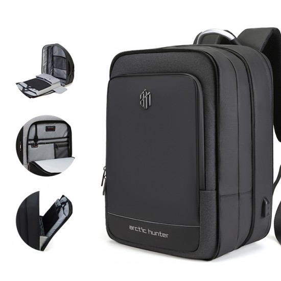 ARCTIC HUNTER τσάντα πλάτης B00227L με θήκη laptop 17", 41L, USB, μαύρη