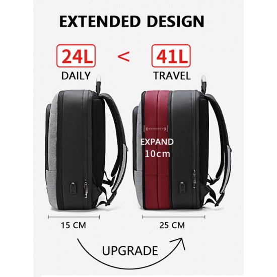 ARCTIC HUNTER τσάντα πλάτης B00227L με θήκη laptop 17", 41L, USB, μαύρη