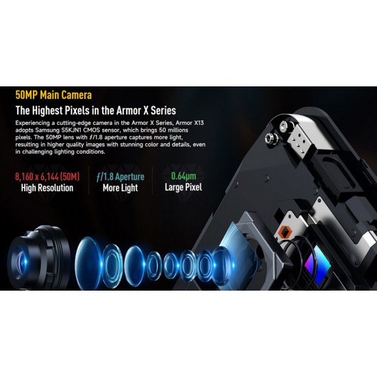 ULEFONE smartphone Armor X13, 6.52", 6/64GB, 6320mAh, IP68/IP69K, μαύρο