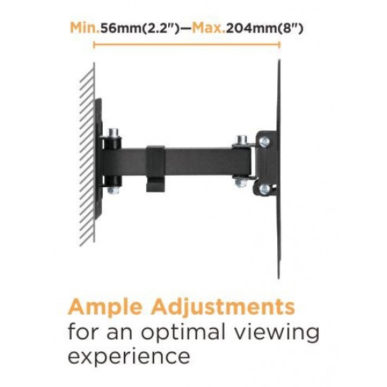POWERTECH επιτοίχια βάση τηλεόρασης PT-1128, 23-43", έως 30kg, full motion