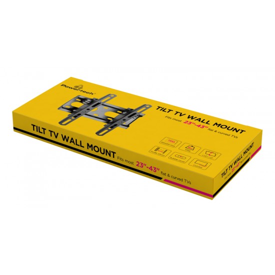 POWERTECH επιτοίχια βάση τηλεόρασης PT-1126, 23-43", έως 45kg, ρυθμιζόμενη κλίση