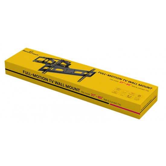 POWERTECH επιτοίχια βάση τηλεόρασης PT-1130, 37-80", έως 40kg, full motion